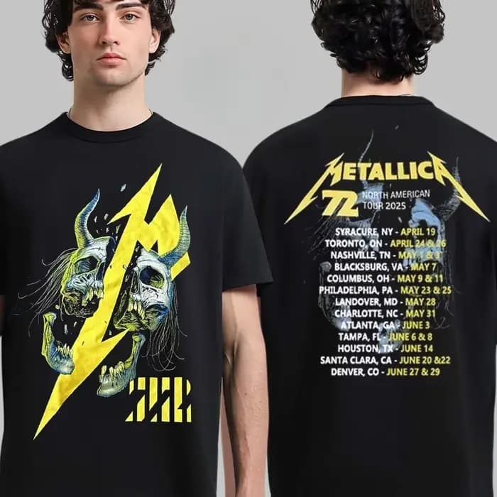 T-shirt unisexe en coton pur Metallica M72 World Tour 2026 Merch Ktulu, double face, pour hommes et