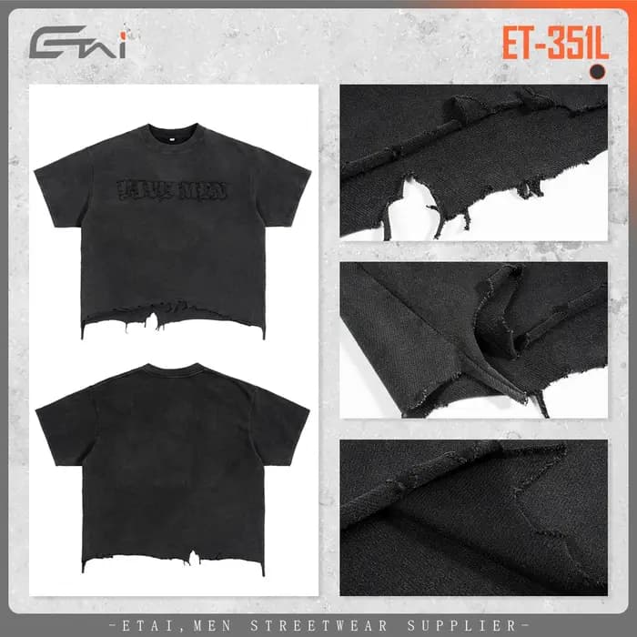 T-shirt Boxy Homme en Coton Premium Épais, Effet Délavé Vintage, Texture Vieillie, Style Rétro Streetwear, Coupe Ample, Basique Décontracté Tendance