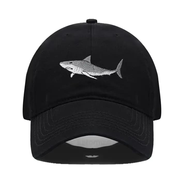 Casquette de baseball brodée avec un requin pour femmes et hommes, mode, réglable, en coton lavé, ca