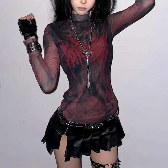 T-shirt imprimé esthétique grunge pour femme