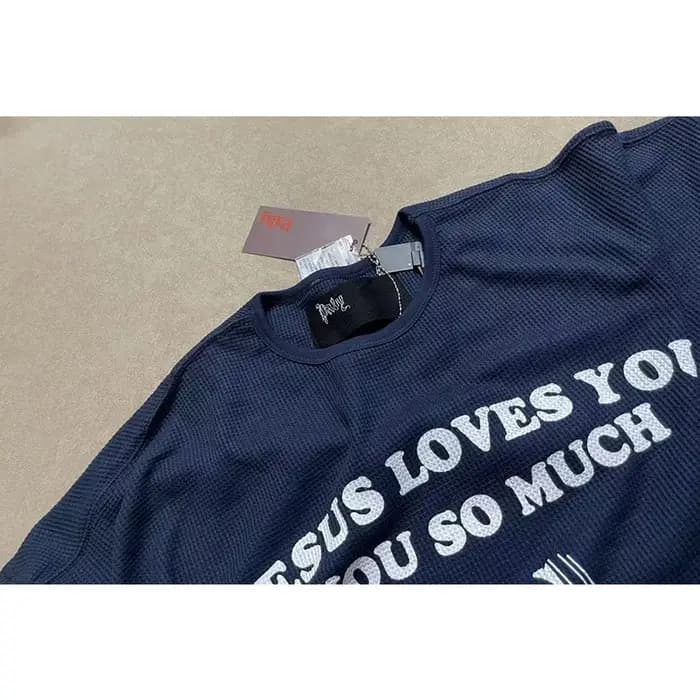 T-shirt à manches longues en tissu gaufré bleu foncé pour homme et femme