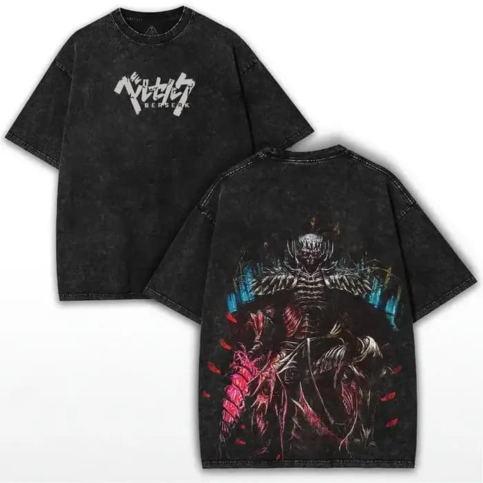 Japonais Manga Berserk imprimé T-shirt hommes femmes vêtements Vintage lavé surdimensionné