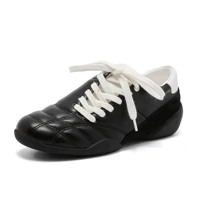 2025 femmes noir décontracté football Style baskets appartements Chic lacets chaussures de marche confortables femme formateurs de haute qualité