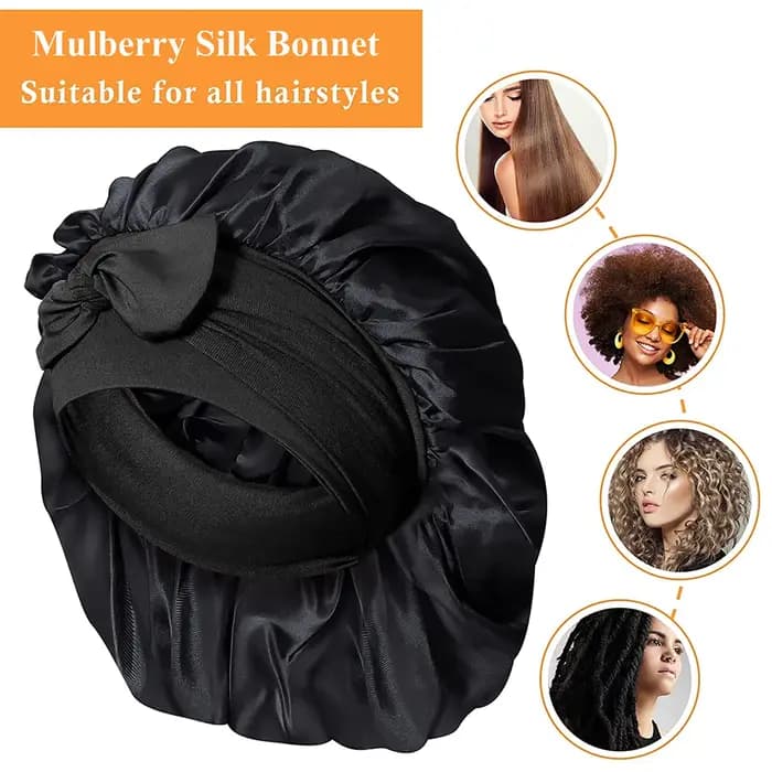 Bonnet de couchage en soie de mûrier 100% pour femmes