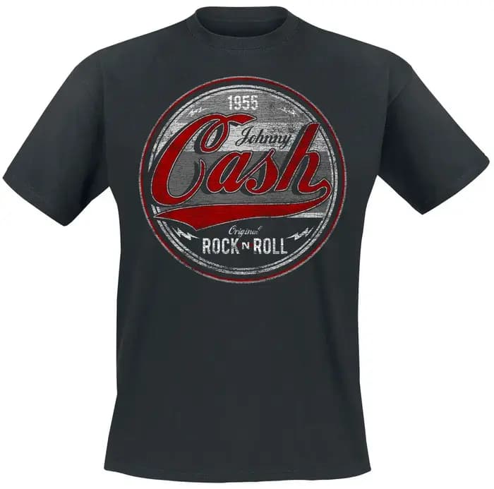 T-shirt Johnny Cash Original Rock N Roll Rouge et Gris 2026 pour Hommes et Femmes