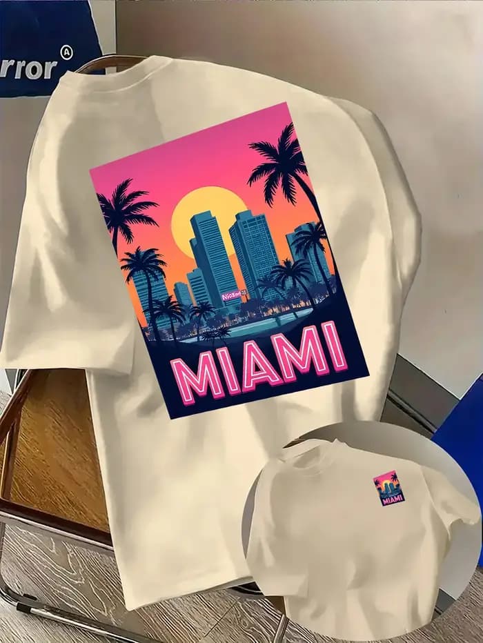 T-shirt pour homme avec imprimé Miami Sunset