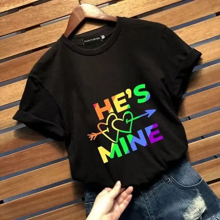 T-shirt à col rond imprimé King Queen pour femmes