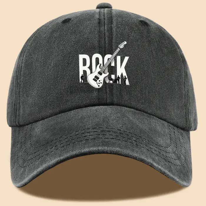Casquette de baseball à imprimé guitare électrique thème rock