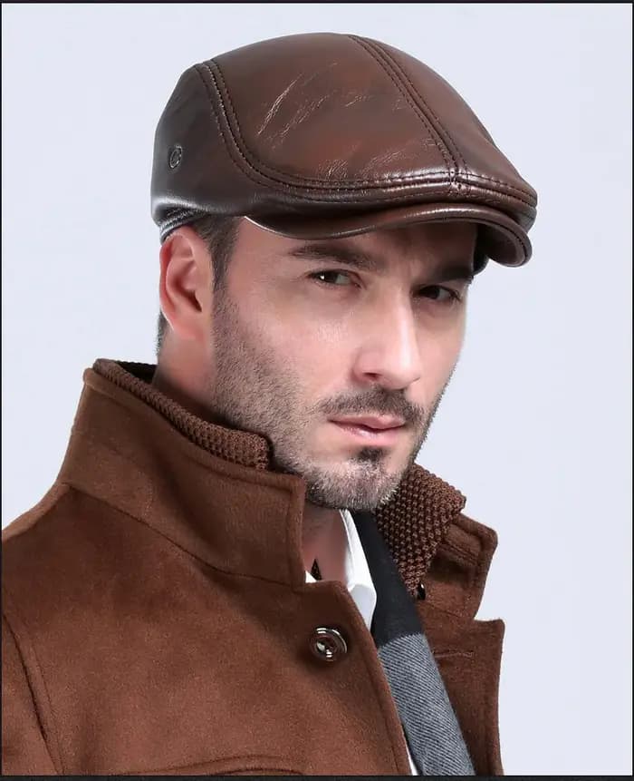 Casquette de baseball en cuir véritable pour hommes
