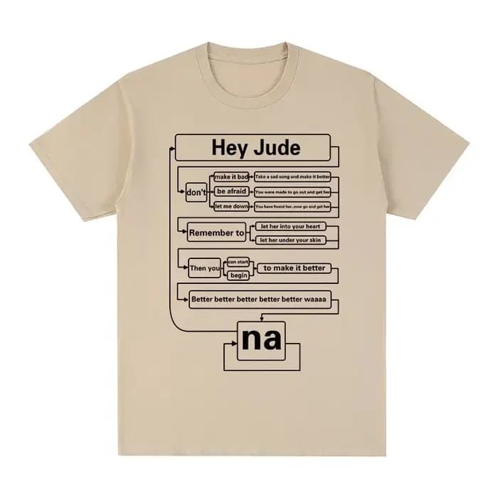 Hey Jude t-shirt Hip Hop Rock à manches courtes Beatle rétro nostalgie ingénieur hommes femmes vêtem