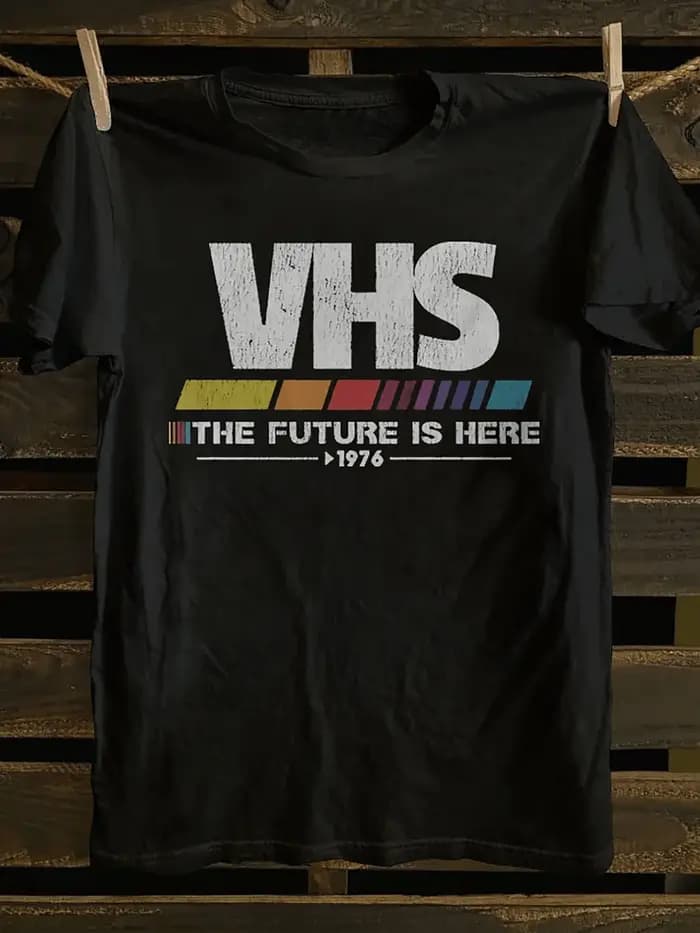 T-Shirt rétro VHS Vintage des années 80 pour hommes, 100% coton doux, manches courtes, graphique de