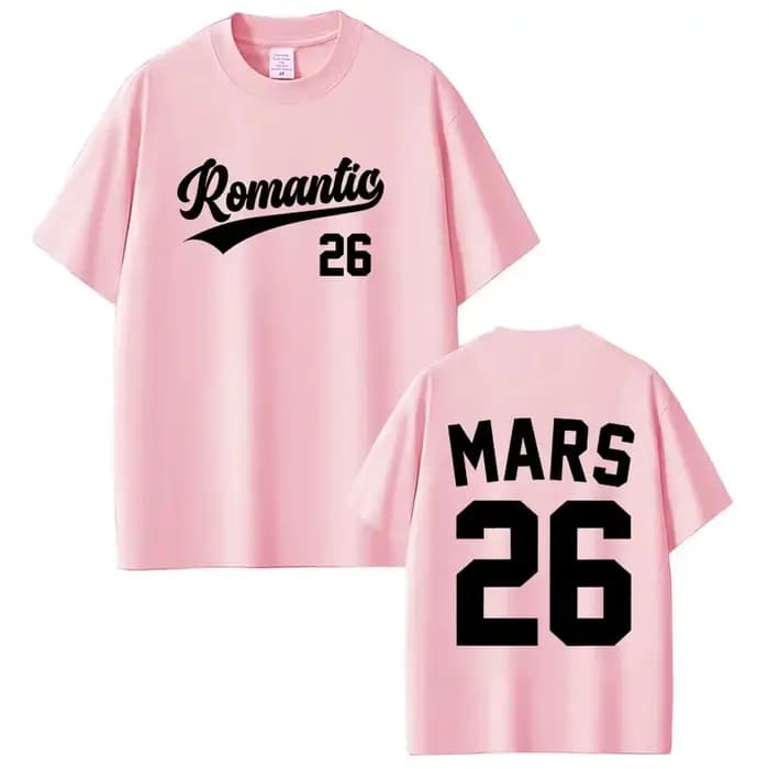 Bruno Mars The Romantic Tour 2026 T-shirt imprimé 100% coton