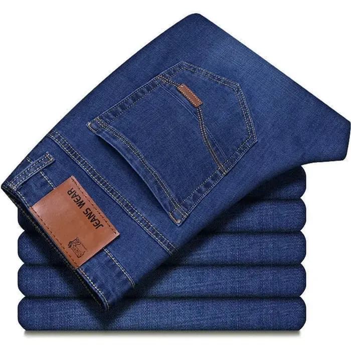 Jean droit pour hommes, pantalon Slim, extensible, confortable, doux, en Denim, pour affaires, vêtem