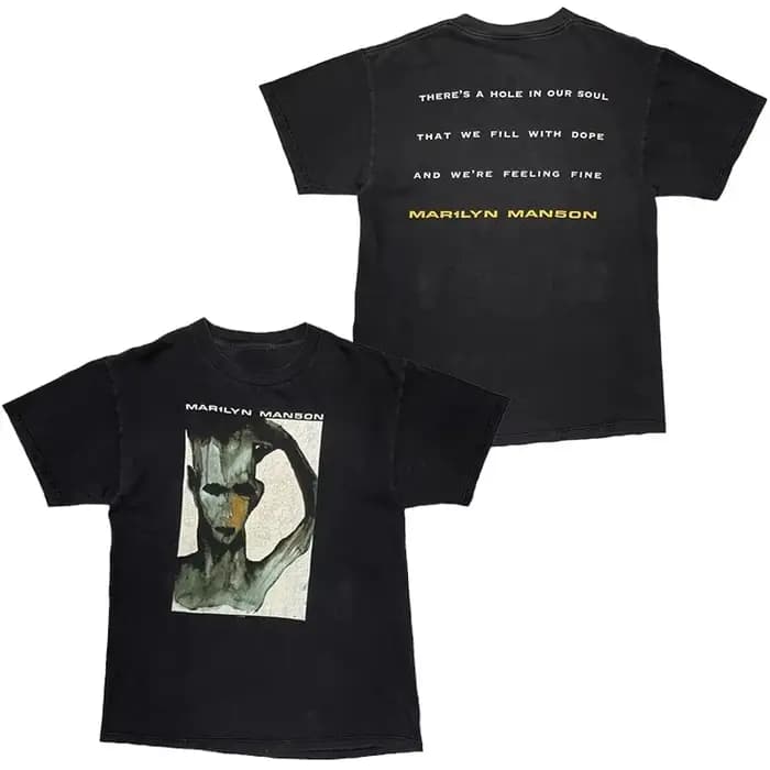 T-Shirt rétro Marilyn Manson en coton pour hommes et femmes, Streetwear d'été