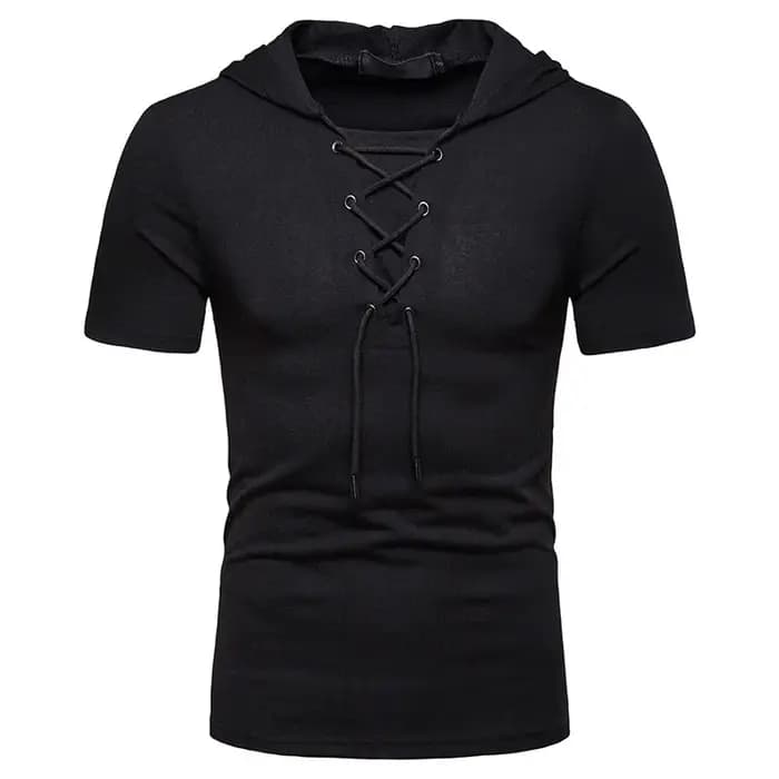 T-shirt à capuche hommes 2025 nouveau manches courtes Streetwear col rond