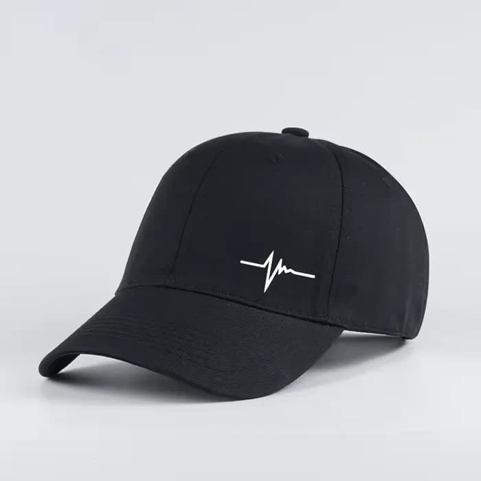 Casquette de baseball à visière souple avec imprimé Heartbeat | Chapeau de soleil décontracté unisexe réglable