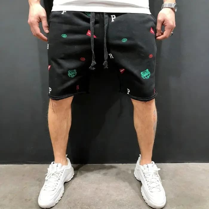 Shorts amples en coton pour hommes, style streetwear, brodés, décontractés, pour le sport et la musc