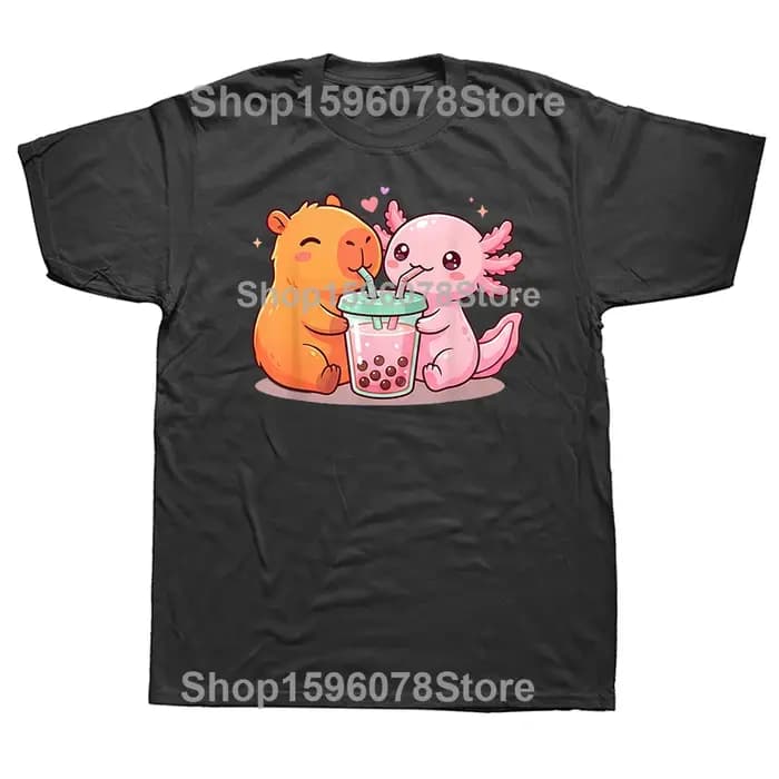 T-shirts à motifs de Capybara et d'Axolotl pour hommes et femmes, mode décontractée, t-shirt ample et surdimensionné, streetwear.