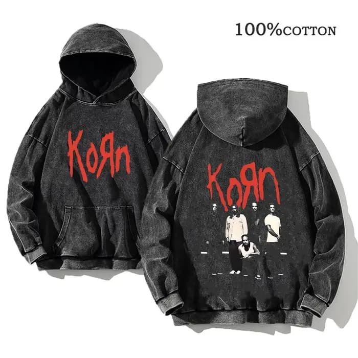 Korn Rock Band World Tour sweats à capuche Vintage lavé hommes