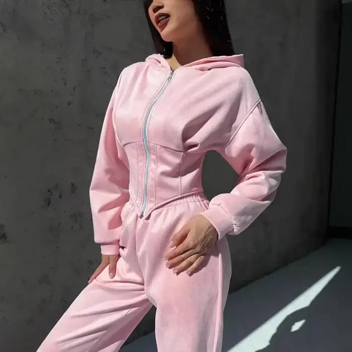 Ensemble 2 pièces sweat à capuche avec fermeture éclair