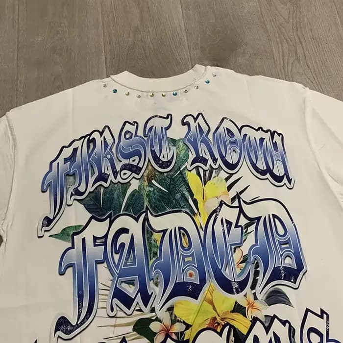 T-shirt coloré avec strass FIRST ROW pour hommes et femmes