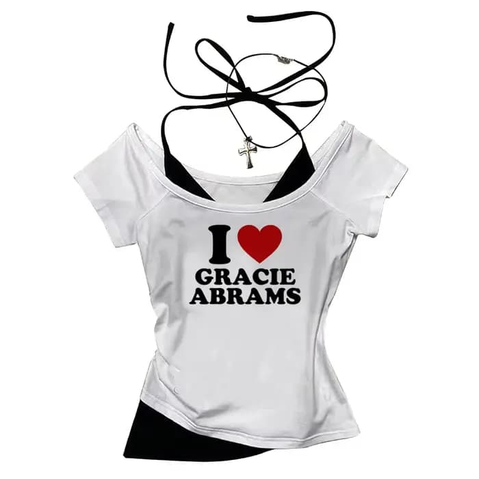 Gracie Abrams crop top fée Streetwear esthétique gothique recadrée Grunge vintage adolescents t-shirts