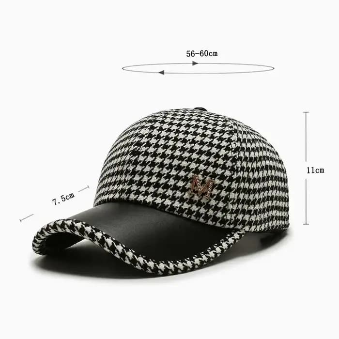 Boucle brodée kaki café Streetwear noir réglable Style coréen chapeau pied-de-poule casquette de Baseball
