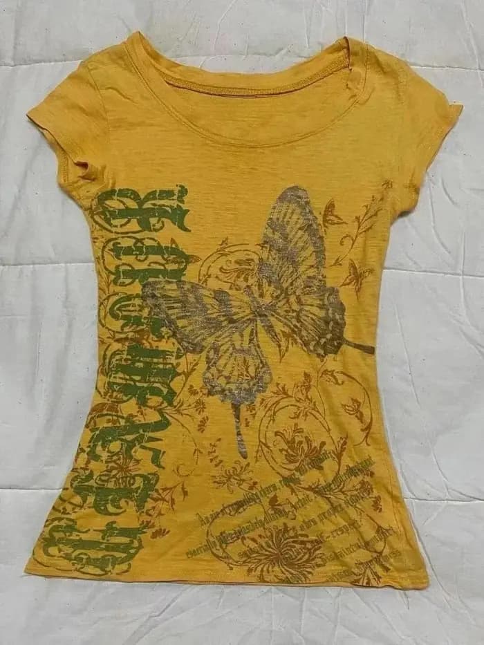 T-shirts vintage imprimés violet foncé pour femmes, manches courtes, col en V, coupe ajustée, style