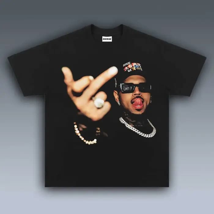 T-shirt graphique CHRIS BROWN à grand motif pour femmes et hommes, style Y2K streetwear Harajuku, dé
