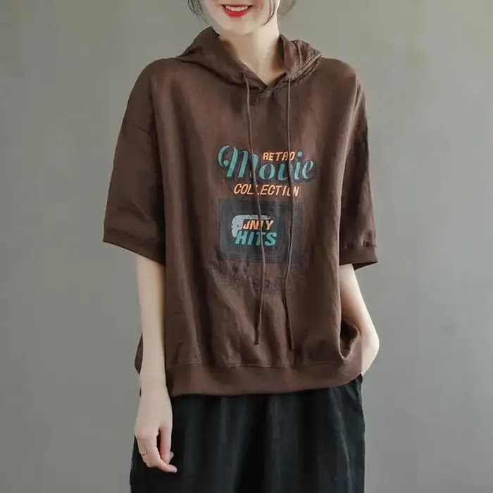 T-shirt à capuche à manches courtes pour femme
