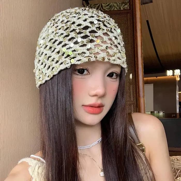 Casquette tissée à paillettes rétro Vintage