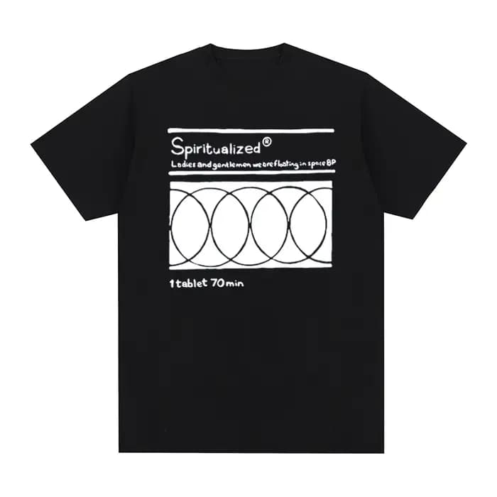 T-shirt spiritualisé années 90 Spacemen Rock Band coton flottant dans l'espace hommes T-shirt nouvea