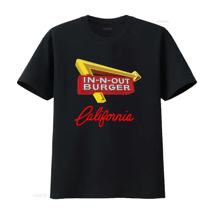 T-shirt pour homme In N Out Burger style californien imprimé, taille L, gris anthracite, vintage, dé
