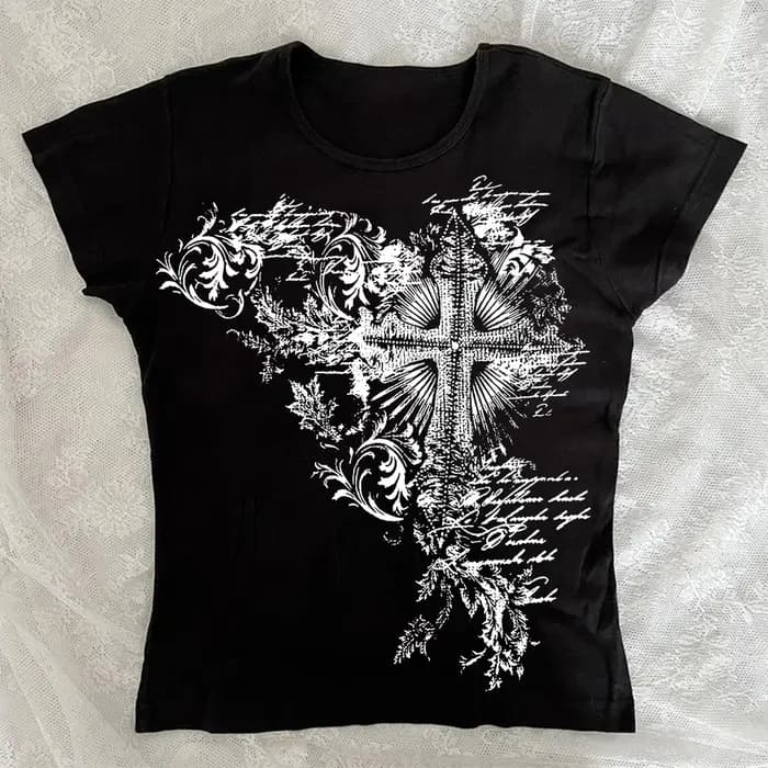 T-shirt imprimé style Y2K pour fille Emo