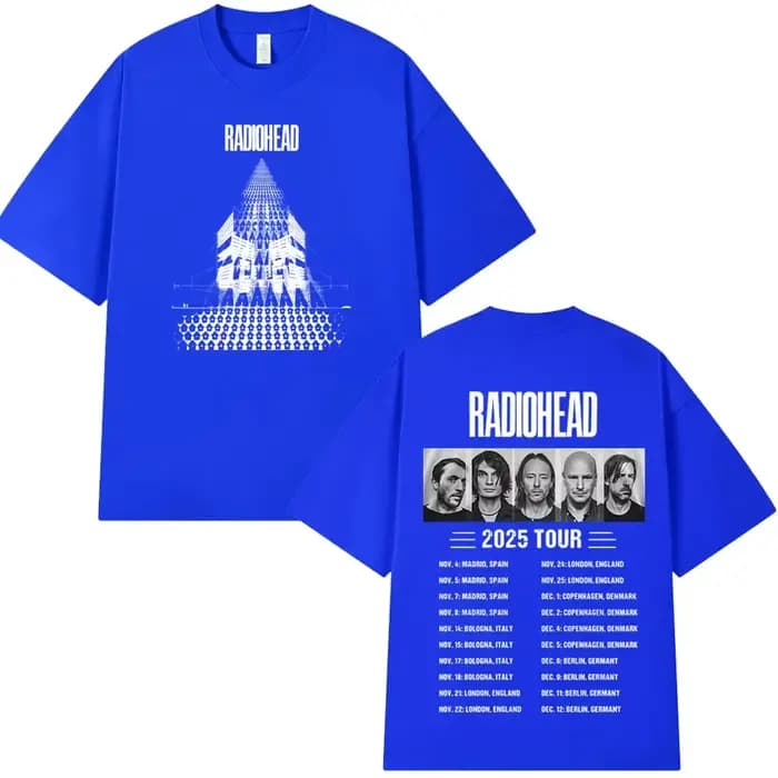 Radiohead World Tour T-shirt retour vers la route Merch surdimensionné t-shirts hommes femmes Rock P