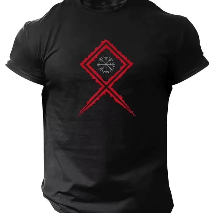 Hommes mythologie nordique boussole graphique T-Shirt bleu Royal à manches courtes col rond, T-Shirt