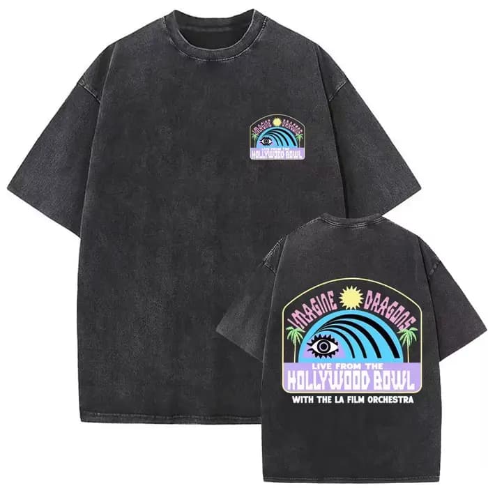 T-shirt vintage délavé Imagine Dragons Loom World Tour 2025 pour hommes et femmes, style gothique, streetwear oversize, tee-shirt graphique décontracté d'été
