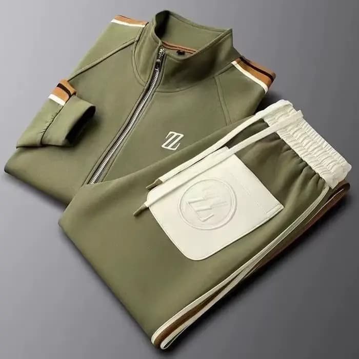 Ensemble de survêtement homme 2025 – Veste et pantalon tendance brodés – Tenue de sport deux pièces