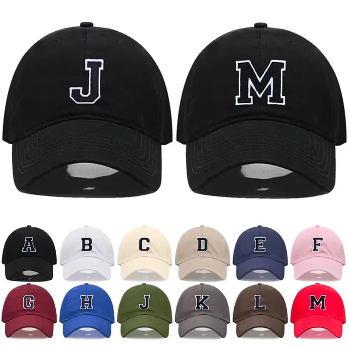 Casquette de Baseball brodée avec lettres initiales A-Z pour hommes et femmes
