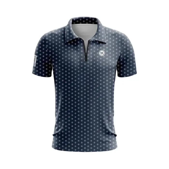 Polo zippé pour homme, revers imprimé décontracté