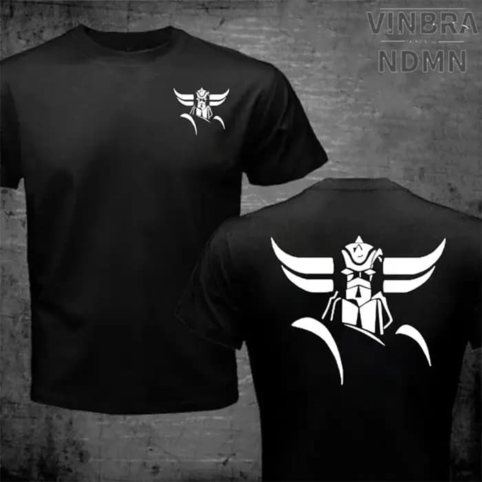 T-Shirt à manches courtes pour hommes, en coton, imprimé devant et arrière, Goldorak Grendizer Mazin
