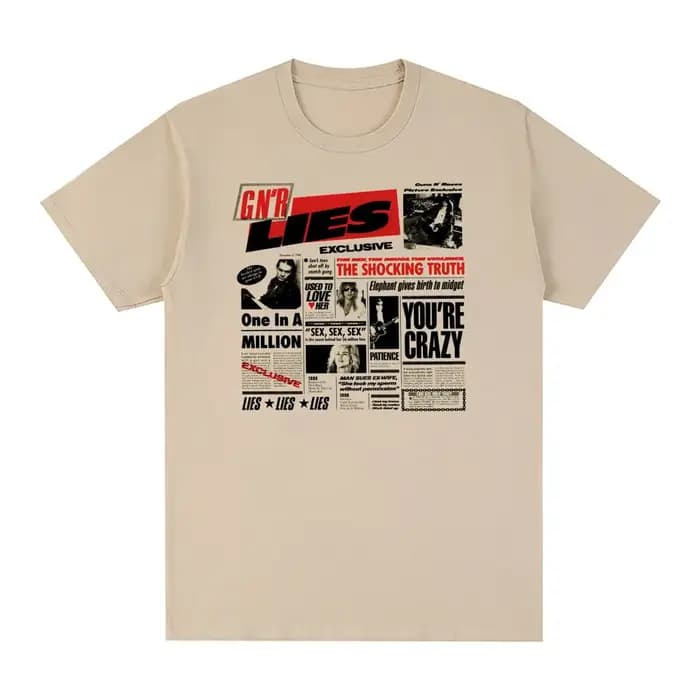 T-shirt Guns N Rose Rock N Roll pour hommes et femmes, en coton, vintage, groupe de musique
