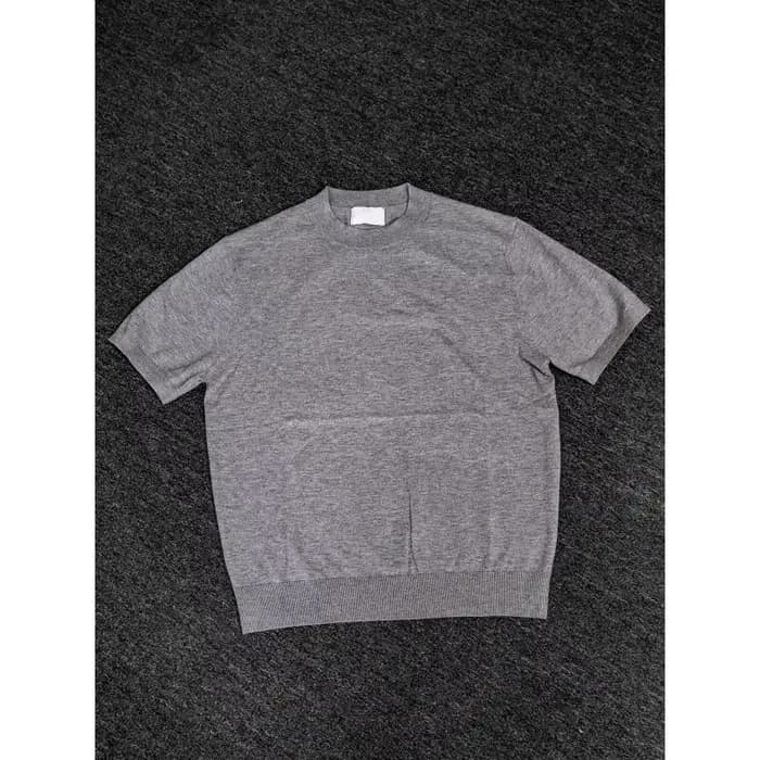 T-shirt tricoté à col bas uni avec drapé aux épaules pour homme