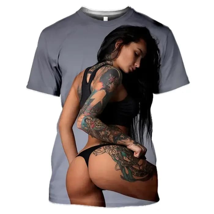 T-shirt modèle de tatouage imprimé en 3D pour hommes et femmes nues