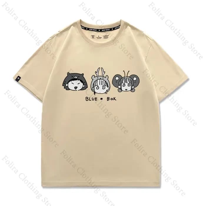 Anime bleu boîte série imprimé T-shirt Kawaii été hauts à manches courtes