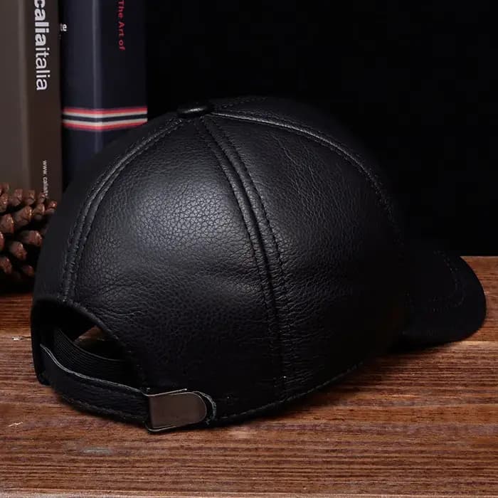 Casquette de baseball en cuir véritable pour hommes