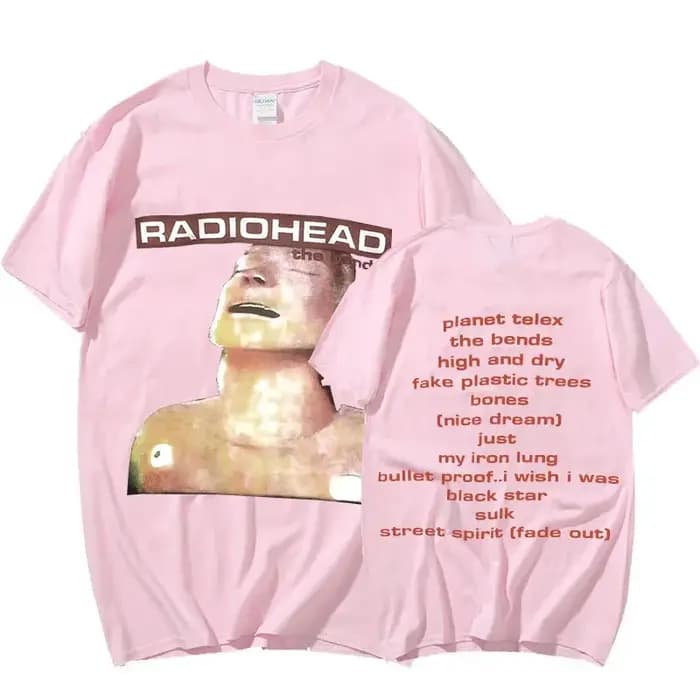 Vintage groupe de Rock Radiohead t-shirt hommes 100% coton T-shirts Hip Hop les courbes Album de musique impression