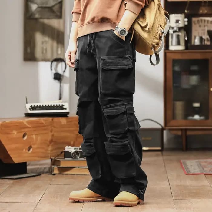 Pantalons de travail tendance pour hommes - Pantalons utilitaires légers en mélange de coton pour le