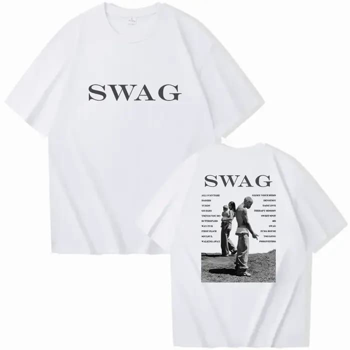 T-shirt Bieber SWAG 2025 Justin Album, 2 faces, col rond, manches courtes, cadeau pour les fans