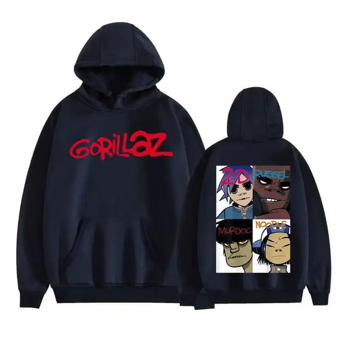 Gorillaz bande visage Arts graphique à capuche hommes femmes vêtements rétro dessin animé à manches longues sweat mode